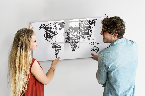 Magnetická psací tabule Mapa světa s osobními vzpomínkami