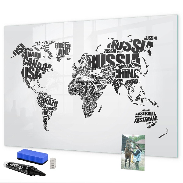 Magnetická psací tabule Mapa světa s osobními vzpomínkami