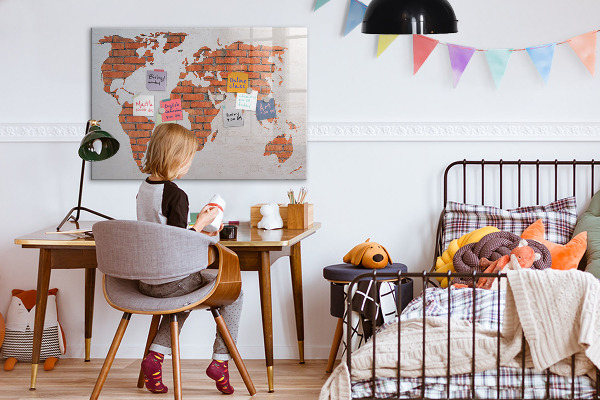 Popisovatelná magnetická tabule Mapa světa s osobními vzpomínkami