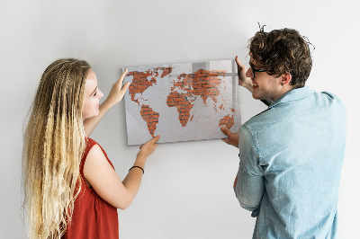 Popisovatelná magnetická tabule Mapa světa s osobními vzpomínkami