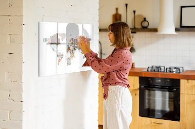 Magnetická psací tabule Mapa světa s místy, kde se daly pořídit fotografie