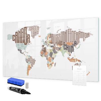 Magnetická psací tabule Mapa světa s místy, kde se daly pořídit fotografie