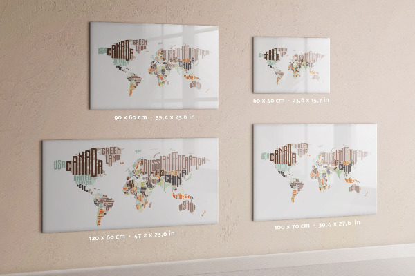 Magnetická psací tabule Mapa světa s místy, kde se daly pořídit fotografie