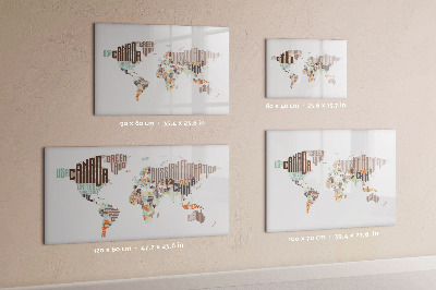 Magnetická psací tabule Mapa světa s místy, kde se daly pořídit fotografie