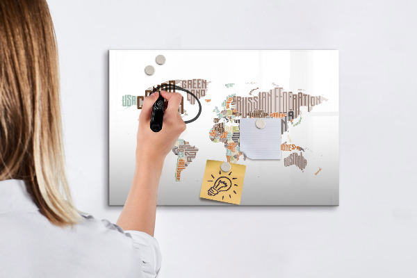 Magnetická psací tabule Mapa světa s místy, kde se daly pořídit fotografie