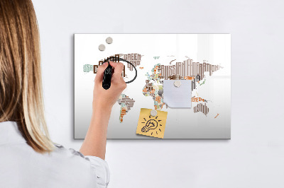 Magnetická psací tabule Mapa světa s místy, kde se daly pořídit fotografie