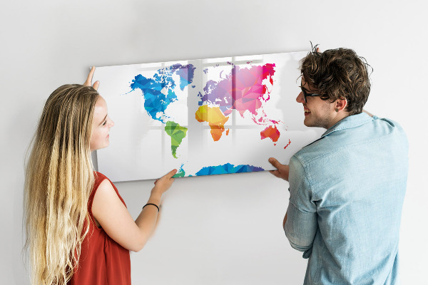 Popisovatelná magnetická tabule Barevná mapa pro fotografie a poznámky