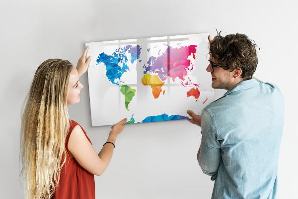 Popisovatelná magnetická tabule Barevná mapa pro fotografie a poznámky