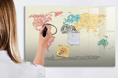 Popisovatelná magnetická tabule Mapa světa s místy a fotografiemi