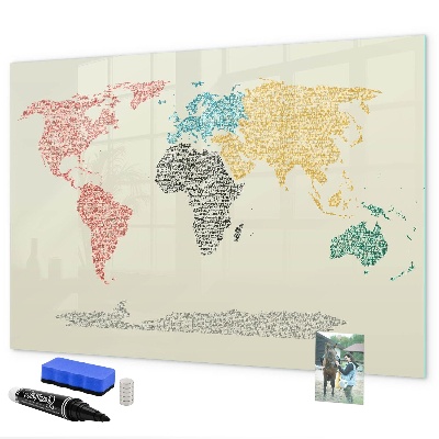 Popisovatelná magnetická tabule Mapa světa s místy a fotografiemi