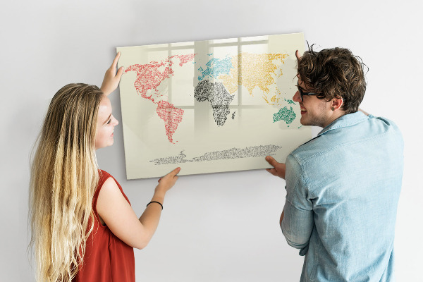 Popisovatelná magnetická tabule Mapa světa s místy a fotografiemi