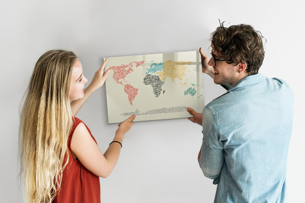 Popisovatelná magnetická tabule Mapa světa s místy a fotografiemi