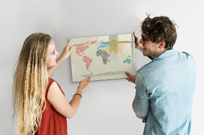 Popisovatelná magnetická tabule Mapa světa s místy a fotografiemi