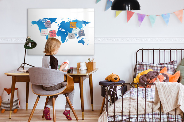 Popisovatelná magnetická tabule Mapa světa s místy, kde se daly pořídit fotografie