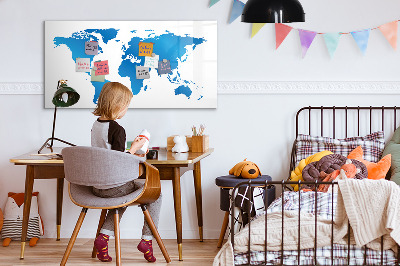 Popisovatelná magnetická tabule Mapa světa s místy, kde se daly pořídit fotografie