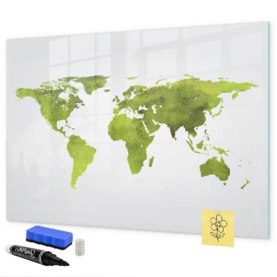Magnetická psací tabule Mapa světa s místy, kde se daly pořídit fotografie