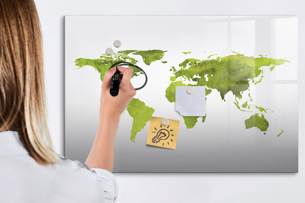Magnetická psací tabule Mapa světa s místy, kde se daly pořídit fotografie
