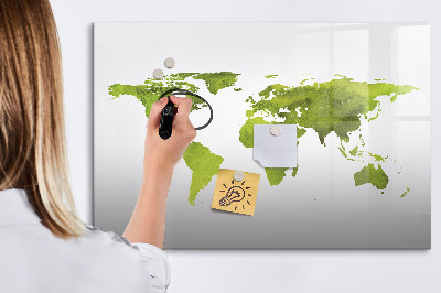 Magnetická psací tabule Mapa světa s místy, kde se daly pořídit fotografie
