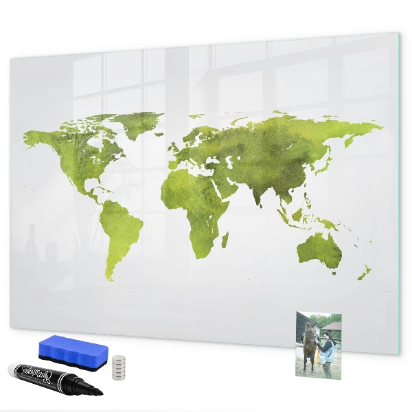 Magnetická psací tabule Mapa světa s místy, kde se daly pořídit fotografie