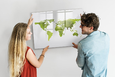 Magnetická psací tabule Mapa světa s místy, kde se daly pořídit fotografie
