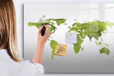 Magnetická psací tabule Mapa světa s místy, kde se daly pořídit fotografie
