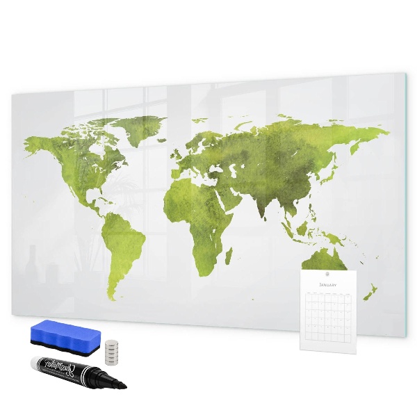 Magnetická psací tabule Mapa světa s místy, kde se daly pořídit fotografie