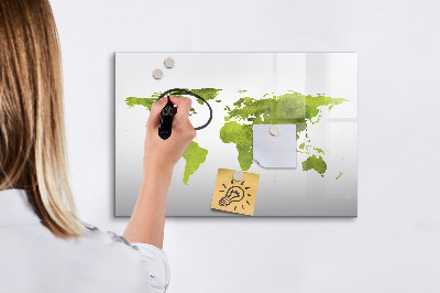Magnetická psací tabule Mapa světa s místy, kde se daly pořídit fotografie