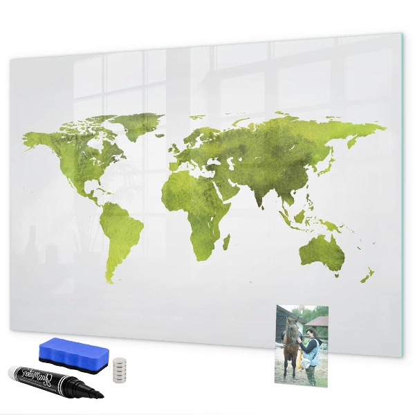 Magnetická psací tabule Mapa světa s místy, kde se daly pořídit fotografie