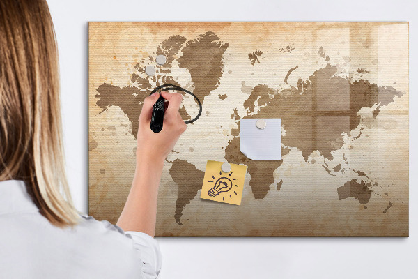 Popisovatelná magnetická tabule Mapa světa s místy, kde se daly pořídit fotografie