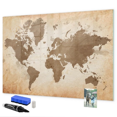 Popisovatelná magnetická tabule Mapa světa s místy, kde se daly pořídit fotografie