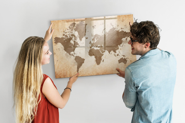 Popisovatelná magnetická tabule Mapa světa s místy, kde se daly pořídit fotografie