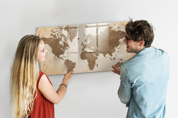 Popisovatelná magnetická tabule Mapa světa s místy, kde se daly pořídit fotografie