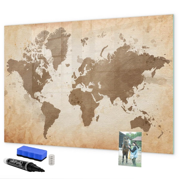 Popisovatelná magnetická tabule Mapa světa s místy, kde se daly pořídit fotografie