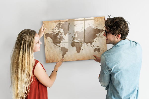 Popisovatelná magnetická tabule Mapa světa s místy, kde se daly pořídit fotografie
