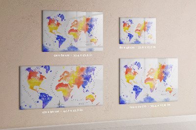 Magnetická psací tabule Barevná mapa světa s fotografiemi