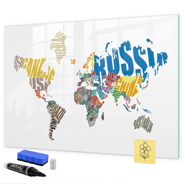 Magnetická psací tabule Mapa světa s místy, kde se daly pořídit fotografie