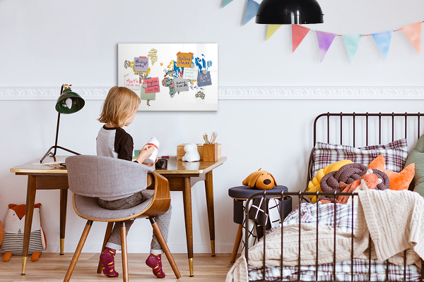 Magnetická psací tabule Mapa světa s místy, kde se daly pořídit fotografie