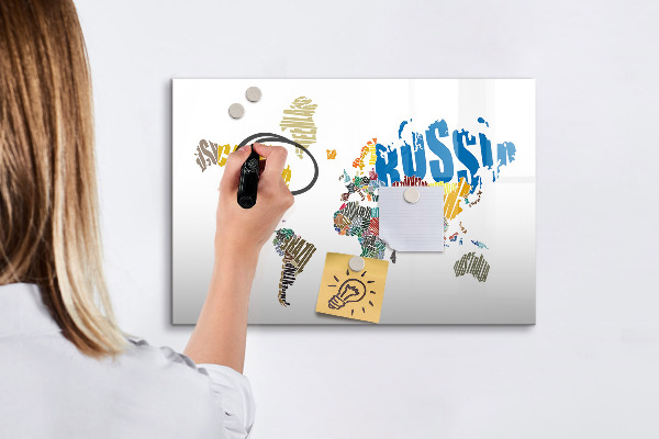 Magnetická psací tabule Mapa světa s místy, kde se daly pořídit fotografie