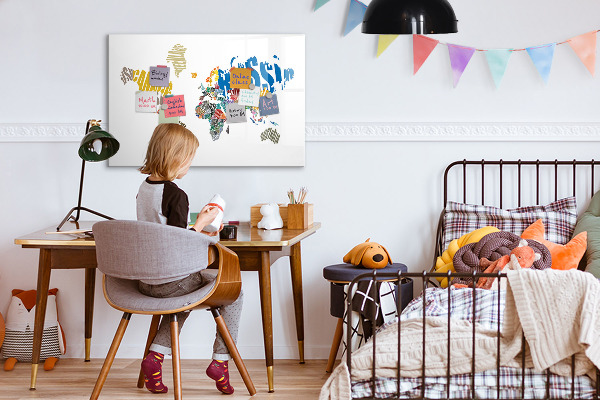 Magnetická psací tabule Mapa světa s místy, kde se daly pořídit fotografie