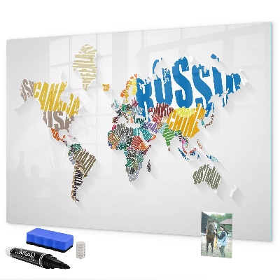 Popisovatelná magnetická tabule Mapa světa s osobními vzpomínkami