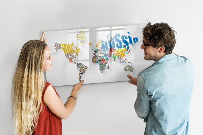 Popisovatelná magnetická tabule Mapa světa s osobními vzpomínkami