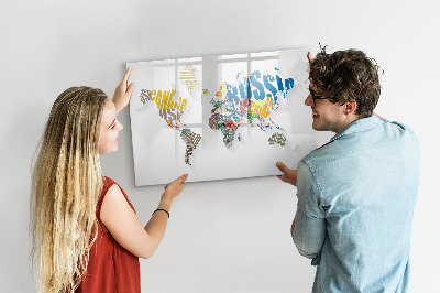 Popisovatelná magnetická tabule Mapa světa s osobními vzpomínkami