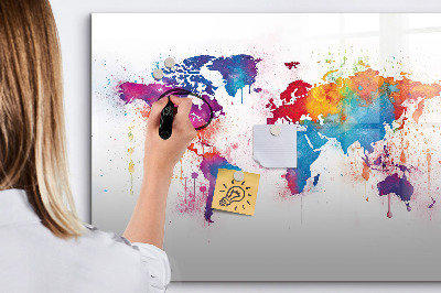 Magnetická psací tabule Barevná mapa světa s fotografiemi