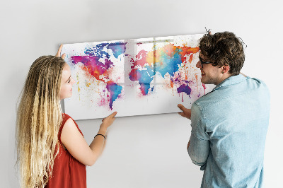 Magnetická psací tabule Barevná mapa světa s fotografiemi