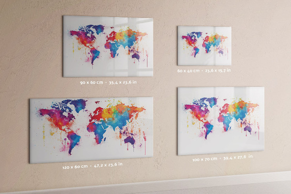 Magnetická psací tabule Barevná mapa světa s fotografiemi
