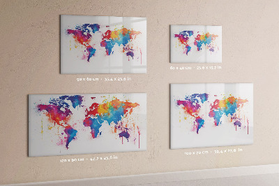 Magnetická psací tabule Barevná mapa světa s fotografiemi