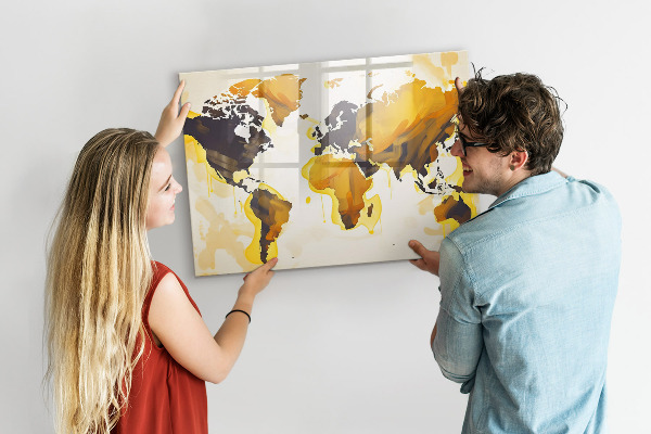 Popisovatelná magnetická tabule Mapa světa s místy, kde se daly pořídit fotografie