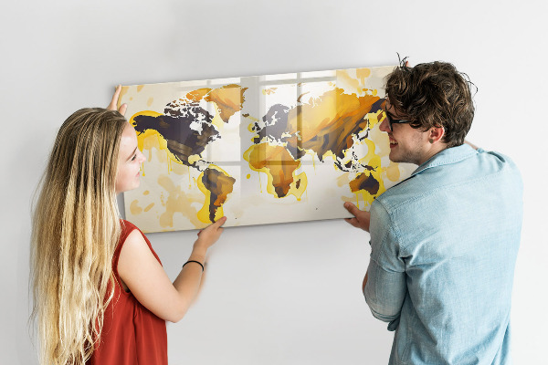Popisovatelná magnetická tabule Mapa světa s místy, kde se daly pořídit fotografie