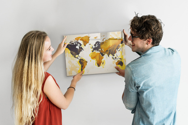 Popisovatelná magnetická tabule Mapa světa s místy, kde se daly pořídit fotografie