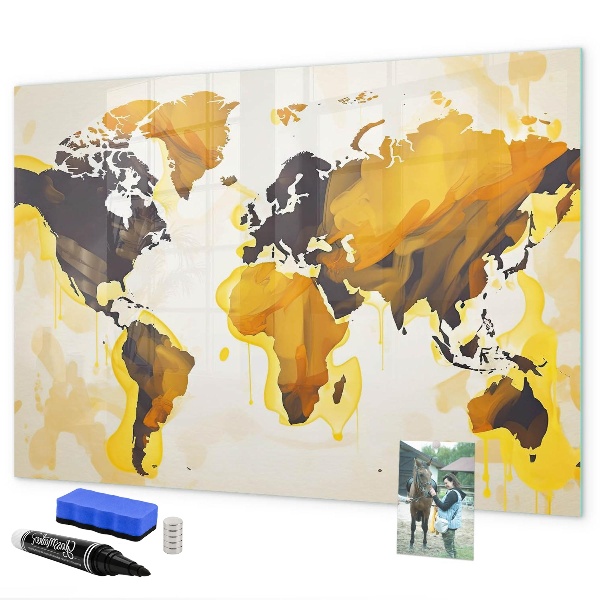 Popisovatelná magnetická tabule Mapa světa s místy, kde se daly pořídit fotografie